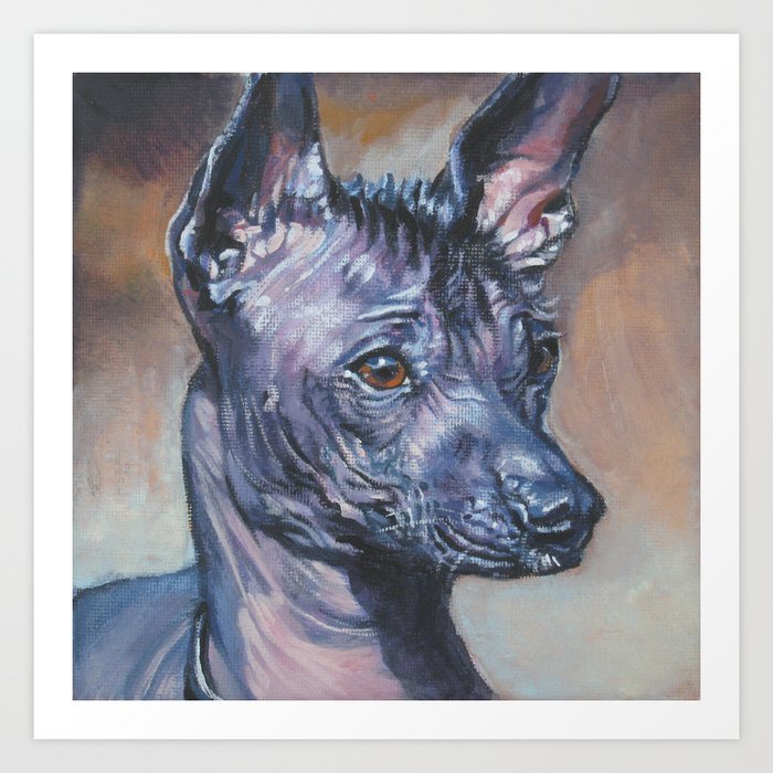 Mexican Hairless Dog Xolo Beautiful Fine Art Dog Painting From An