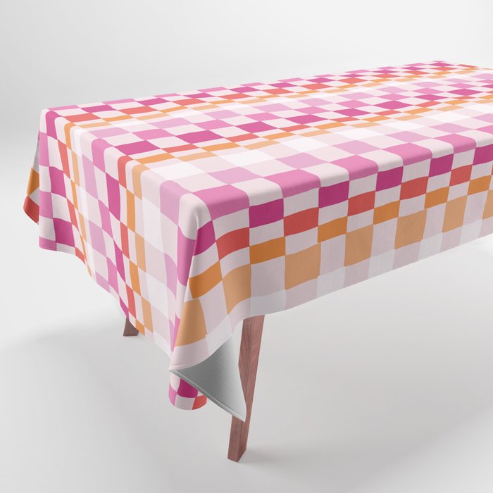 Lesbian Pride Flag Wonky Checkerboard Pattern Tablecloth