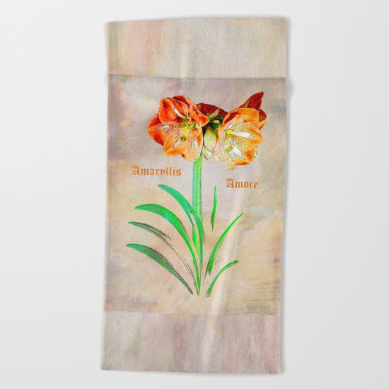 Amaryllis Amore Beach Towel