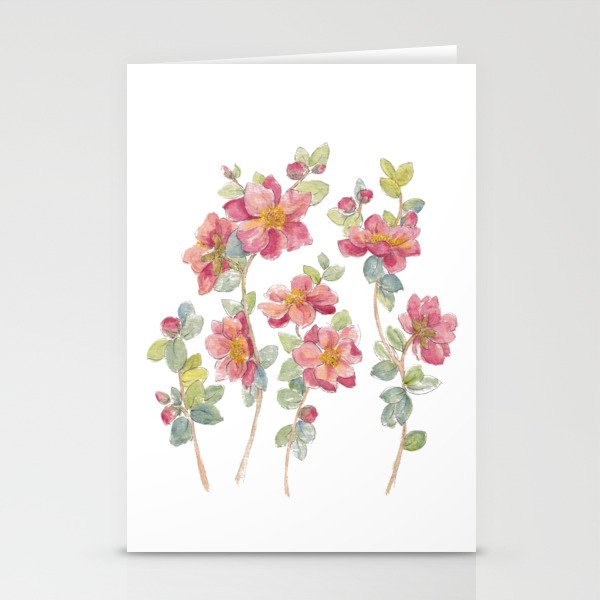 Coral Pink Camellia Flowers  Stationery Cards