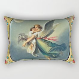 The Guardian Angel in flight over twilight in the city bejeweled portrait painting Rectangular Pillow