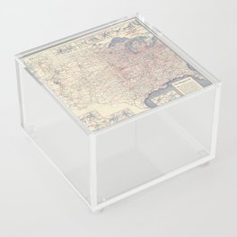  Paved Road Map of the United States 1930 - Vintage Illustrated Map Acrylic Box