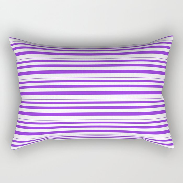 Purple and White Colored Striped Pattern Rectangular Pillow