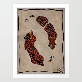 Two Tigers -- Ukiyo-e Style Art Print