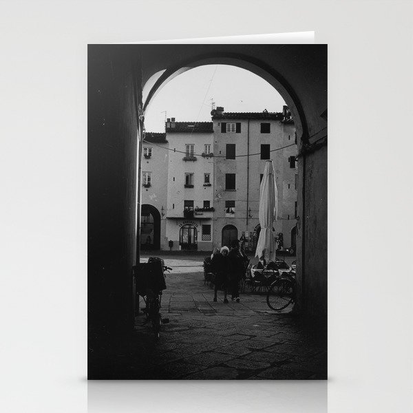 Italian old women walking through a gate| Lucca, Italy | Analog photography black and white art print Art Print Stationery Cards