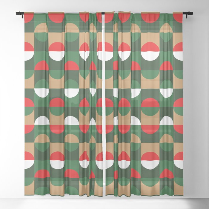 Christmas Geo // small print Sheer Curtain