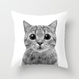 Cute Kitten Portrait - Throw Pillow