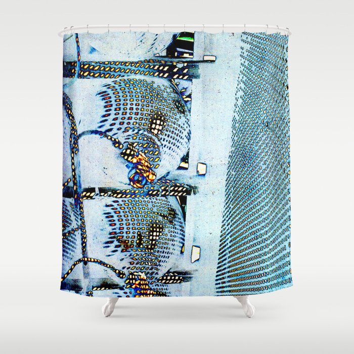 Blue metal Shower Curtain