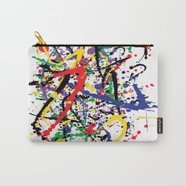 Pollock Remembered by Kathy Morton Stanion Carry-All Pouch | Pop Art, Red, Purple, Modern, Yellow, Blue, Contemporary, Ink, Paintsplatter, Digital 