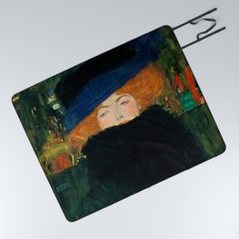 Gustav Klimt "Lady with Hat and Feather Boa" Picnic Blanket