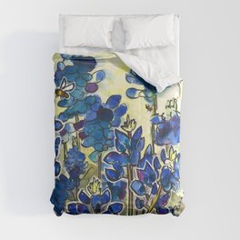 Texas Bluebonnets Watercolor Comforter