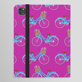 Bicycle with flower basket on purple iPad Folio Case