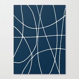 Navy and White Lines Simple Decor Artwork Canvas Print