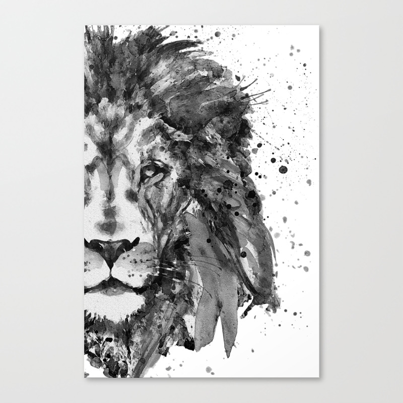 Black And White Half Faced Lion Canvas Print By Marianvoicu Society6