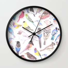 Birds of America- pets and wild birds in stained glass Wall Clock