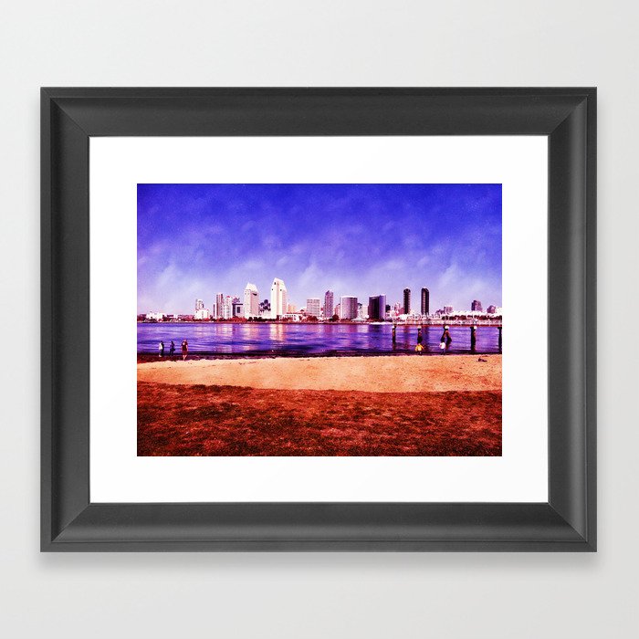 San Diego Skyline via Coronado Island, 2012 Framed Art Print