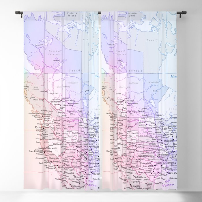 World Map North America Blackout Curtain By Judithhoy Society6