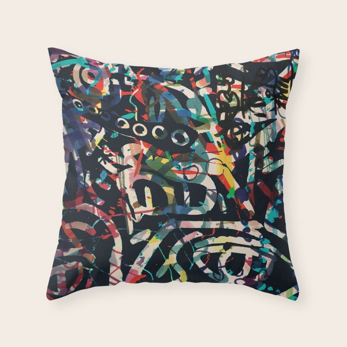 Graffiti Abstract Art Spray Paint Throw Pillow by Emmanuel Signorino