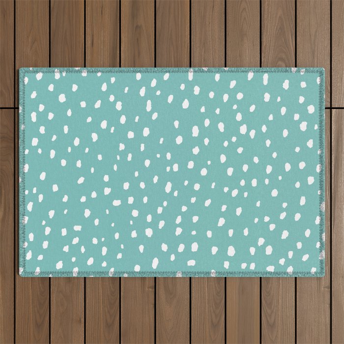 Speckle Polka Dot Pattern (white/robins egg blue) Outdoor Rug