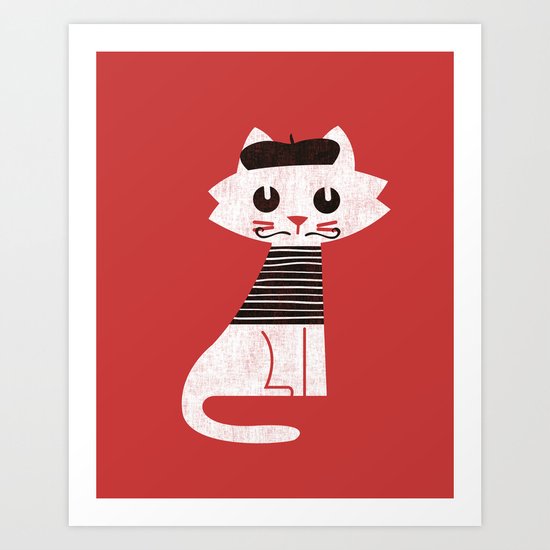 Mark the cat goes to Paris Art Print