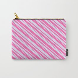 [ Thumbnail: Lavender and Hot Pink Colored Lines Pattern Carry-All Pouch ]