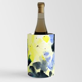 abstract autumn foliage - blue and yellow Wine Chiller