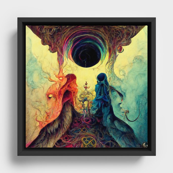 Black Sun Star abstract Artwork, Black Hole, Eternity, Infinity Framed  Canvas by Mystic and the Algorithms