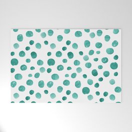 Turquoise Bubbles on White Welcome Mat
