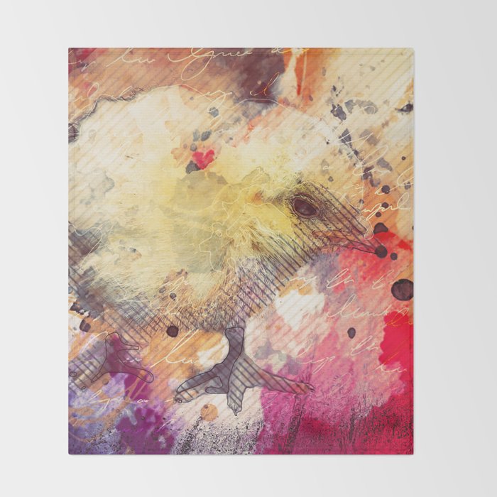 Baby Chicken Mixed Media Chick Art Chicken Painting Oil Painting Baby Chickens Baby Chicks Throw Blanket By Vivid Paintbrush Society6