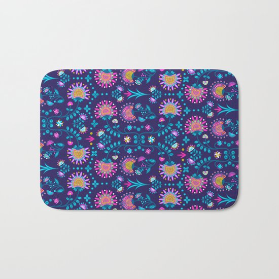 Folkloric In Blue Bath Mat