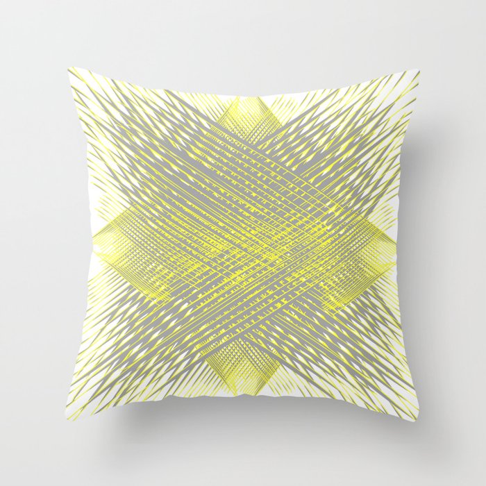 3D abstract, digital, 3d, graphicdesign, pattern, illustration, abstract, painting, acrylic, ink, oil, geometric, color, yellow, grey, minimal, modern, art, vector, stripes, lines, striped, stripespattern, Throw Pillow