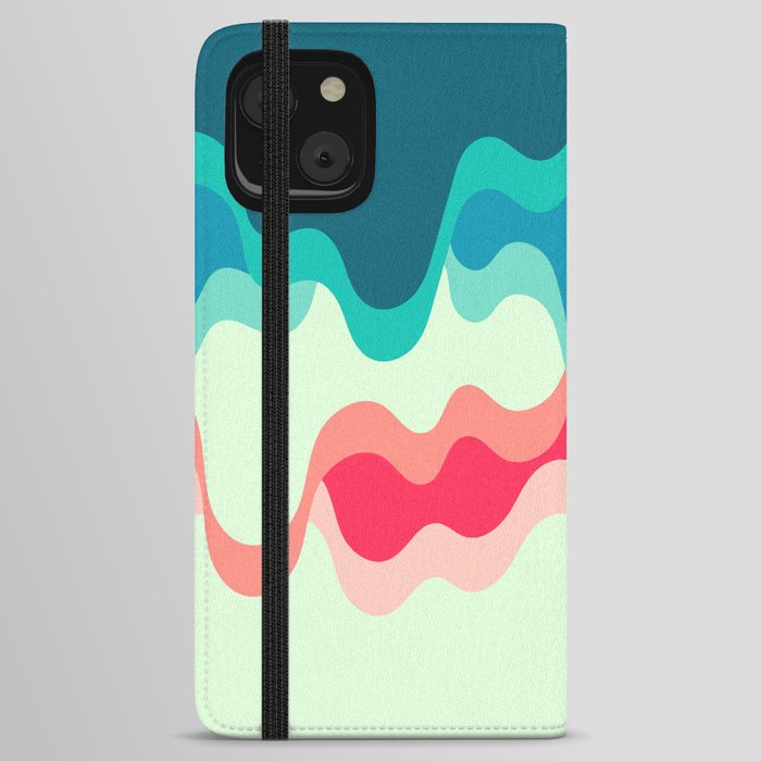 Waves Rippling and Cascading At The Beach Abstract Nature Art In Tropical Essence Color Palette iPhone Wallet Case