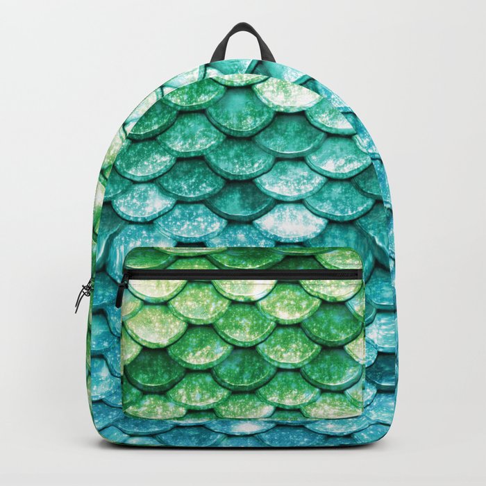 Mermaid Green Turquoise Blue Teal Backpack