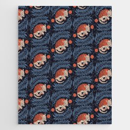 Sleepy Armadillo – Navy Blue and Red Pattern Jigsaw Puzzle