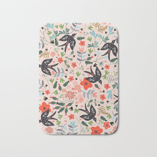 Around The Garden on Pink Bath Mat