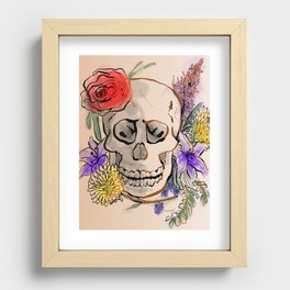 Ink Skull & Flowers Recessed Framed Print