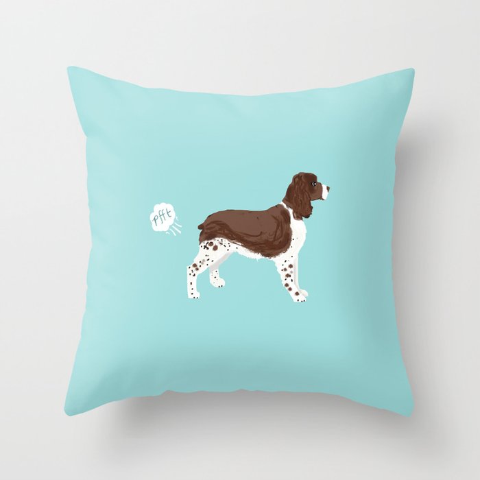 english springer spaniel funny farting dog breed gifts Throw Pillow