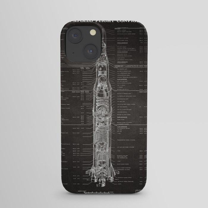 Apollo 11 Saturn V Blueprint in High Resolution (black) iPhone Case