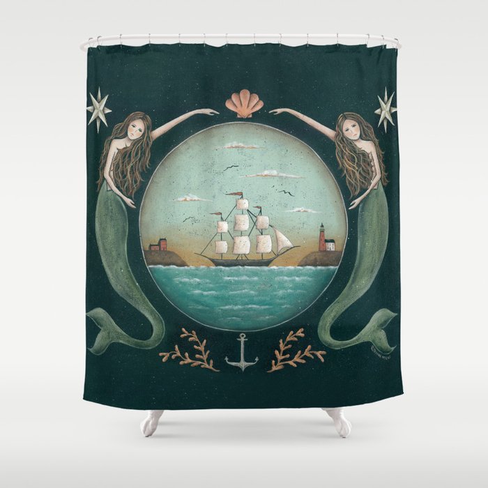 Sirens of the Sea by Donna Atkins Shower Curtain