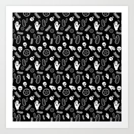 Skull Pattern - Black Art Print | Illustration, Scary, Black and White, Pattern 