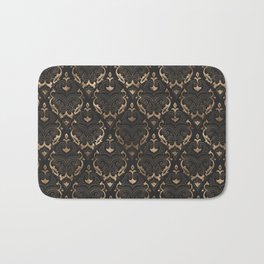 Persian Oriental Pattern - Black Leather and gold Bath Mat