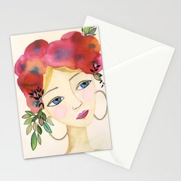 Floral girl Stationery Card