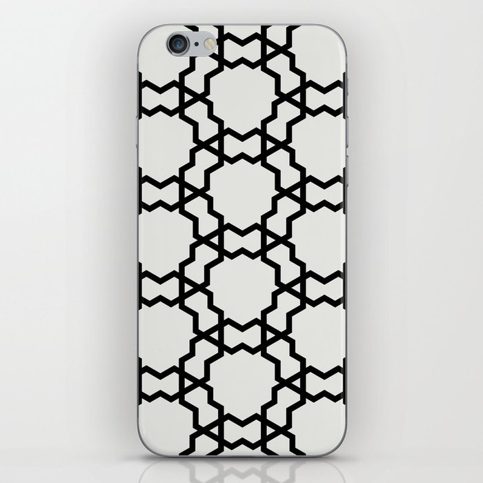 Black and Pale Gray Overlapping Shape Tile Pattern Pairs 2022 Trending Color Swiss Meringue DEHW04 iPhone Skin