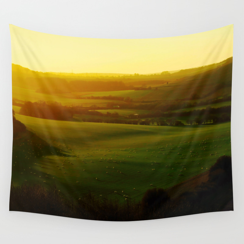 Sunrise Over Rolling Green Hills Wall Tapestry By Enshape Society6