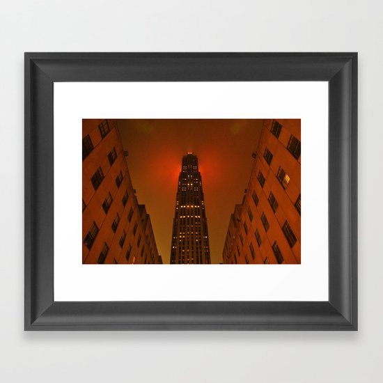Rockefeller Center in the Rain Framed Art Print