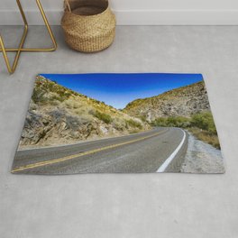 Highway Road Cutting through the Mountains in the Anza Borrego Desert, California, USA Rug