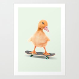 Skateboarding Duck Art Print