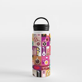 Art collage, musical illustration. Patchwork seamless wallpaper. Water Bottle