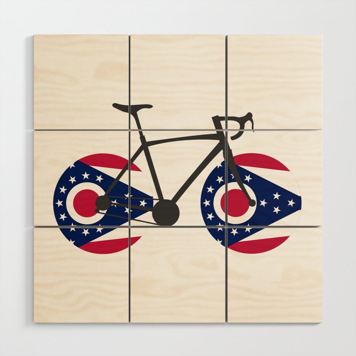 Ohio Flag Cycling Wood Wall Art