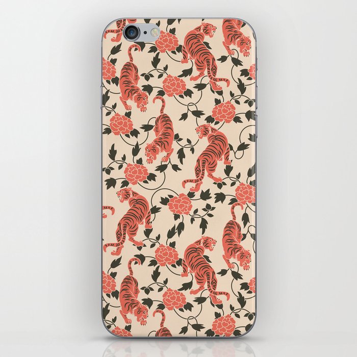 Chinese Tigers Retro Floral Pattern iPhone Skin
